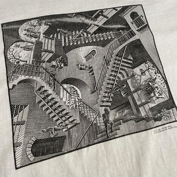 MC Escher VTG 1991 Relativity Tee XXL Single Stitch Litho Print T Shirt S / S - Picture 3 of 11